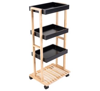 ESTIA ΤΡΟΛΕΪ ΑΠΟΘΗΚΕΥΣΗΣ BAMBOO ESSENTIALS 4 ΕΠΙΠΕΔΩΝ 40x30x88cm ΜΑΥΡΟ - 01-13035 Estia |  Εργαλεία Κουζίνας - Αξεσουάρ στο espiti