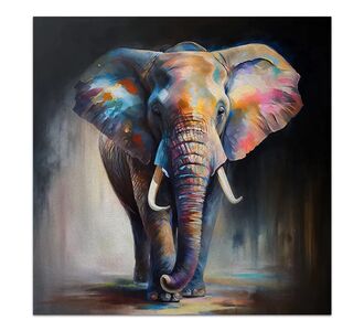 Πίνακας σε καμβά "Colorful Elephant" Megapap ψηφιακής εκτύπωσης 100x100x3εκ. |  Πίνακες στο espiti