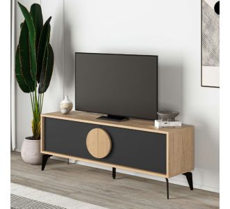 Έπιπλο τηλεόρασης Gora Megapap χρώμα sapphire oak - silky black 140x35,6x51εκ. |  Έπιπλα τηλεόρασης στο espiti