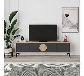Έπιπλο τηλεόρασης Gora Megapap χρώμα sapphire oak - silky black 180x35,6x51εκ. |  Έπιπλα τηλεόρασης στο espiti