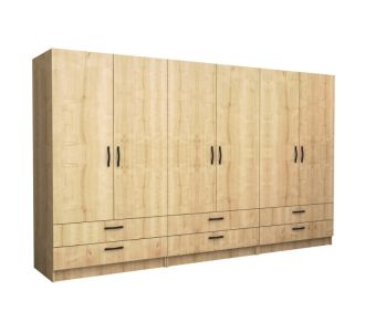 Ντουλάπα ρούχων Victoria Megapap εξάφυλλη με συρτάρια χρώμα φυσικό οξιάς 300x60x181εκ. |  Ντουλάπες ρούχων στο espiti