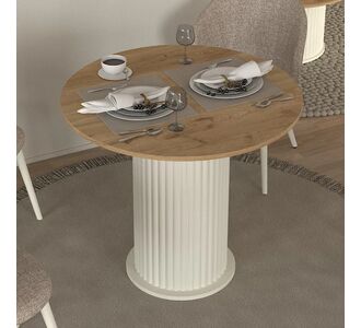 Τραπέζι Bohema Megapap χρώμα ivory - sepet oak Ø90x77,7εκ. |  Τραπέζια στο espiti