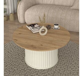 Τραπεζάκι σαλονιού Bohema Megapap χρώμα ivory - sepet oak Ø85x43,2εκ. |  Τραπεζάκια σαλονιού στο espiti
