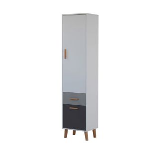 Ραφιέρα Timmy 2D1S Λευκό-Γραφίτη-Γκρι 46.8x36x199cm AlphaB2B |  Βιτρίνες - Έπιπλα εισόδου στο espiti