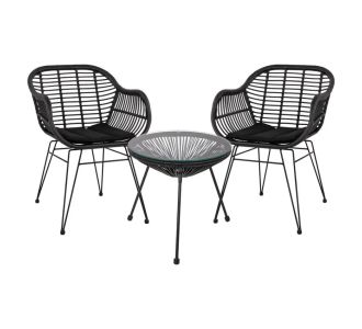 ΣΕΤ ΤΡΑΠΕΖΑΡΙΑΣ 3ΤΜΧ HM11871 ΜΕΤΑΛΛΟ & RATTAN ΣΕ ΜΑΥΡΟ ΧΡΩΜΑ |  Σαλόνια κήπου στο espiti