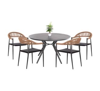 ΣΕΤ ΤΡΑΠΕΖΑΡΙΑΣ ΕΞΩΤ. ΧΩΡΟΥ 5ΤΜΧ BERG HM21134 ΣΚΟΥΡΟ ΓΚΡΙ ΑΛΟΥΜΙΝΙΟ--P.E.RATTAN |  Σετ τραπεζαρία κήπου στο espiti