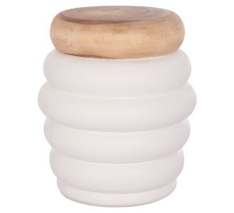 ΤΡΑΠΕΖΙ ΒΟΗΘΗΤΙΚΟ PUFFAT HM18172.02 FIBER CEMENT ΛΕΥΚΟ- ΞΥΛΟ TEAK TOP Φ45x46Υεκ. |  Σκαμπώ στο espiti