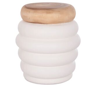 ΤΡΑΠΕΖΙ ΒΟΗΘΗΤΙΚΟ PUFFAT HM18172.02 FIBER CEMENT ΛΕΥΚΟ- ΞΥΛΟ TEAK TOP Φ45x46Υεκ. |  Σκαμπώ στο espiti