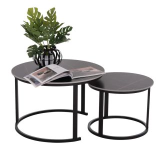 ΤΡΑΠΕΖΙ ΣΑΛΟΝΙΟΥ 2ΤΜΧ TALOS HM18140.02 ΜΑΥΡΟ ΚΕΡΑΜΙΚΟ TOP-ΜΕΤΑΛΛΙΚΑ ΠΟΔΙΑ Φ70x45,5Υ |  Τραπέζια στο espiti