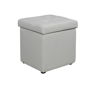 ΣΚΑΜΠΟ ΜΕ ΑΠΟΘΗΚΕΥΤΙΚΟ ΧΩΡΟ PU ΛΕΥΚΟ CUBE HM224.02 36,5x36,5x36Υεκ. |  Σκαμπώ στο espiti