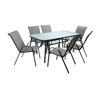 ΣΕΤ ΤΡΑΠΕΖΑΡΙΑ ΓΚΡΙ  ΜΕΤΑΛΛΙΚΗ 7ΤΜΧ ΜΕ 6ΚΑΡΕΚΛΕΣ ΚΑΙ ΤΡΑΠΕΖΙ 160Χ90 HM5206.01 |  Σετ τραπεζαρία κήπου στο espiti