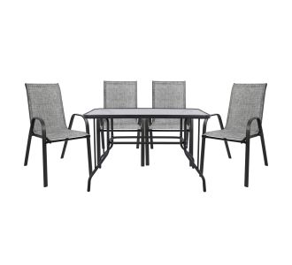 ΣΕΤ ΤΡΑΠΕΖΑΡΙΑΣ 5ΤΜΧ HM5193.01 ΜΕΤΑΛΛΙΚΗ ΜΕ 4 ΚΑΡΕΚΛΕΣ & ΤΡΑΠΕΖΙ 110x60 ΓΚΡΙ |  Σετ τραπεζαρία κήπου στο espiti