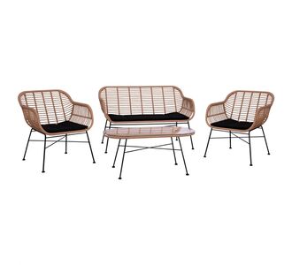 ΣΕΤ ΣΑΛΟΝΙ 4ΤΜΧ ALLEGRA HM5460 ΜΕΤΑΛΛΟ & WICKER ΣΕ ΜΠΕΖ ΧΡΩΜΑ |  Σαλόνια κήπου στο espiti
