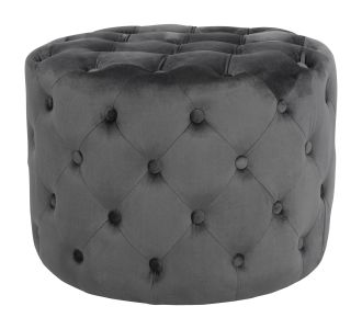 ΣΚΑΜΠΟ KASSIE  ΓΚΡΙ ΒΕΛΟΥΔΟ ΤΥΠΟΥ CHESTERFIELD HM8406.01 Φ60x43Υ εκ. |  Σκαμπώ στο espiti