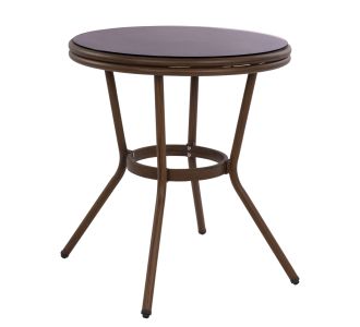 ΤΡΑΠΕΖΙ ΑΛΟΥΜΙΝΙΟΥ MOSES Φ70x76 εκ. BAMBOO LOOK HM5532.03 ΚΑΦΕ ΜΕ ΓΥΑΛΙ |  Τραπέζια κήπου στο espiti