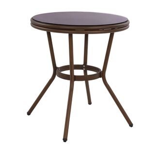 ΤΡΑΠΕΖΙ ΑΛΟΥΜΙΝΙΟΥ MOSES Φ70x76 εκ. BAMBOO LOOK HM5532.03 ΚΑΦΕ ΜΕ ΓΥΑΛΙ |  Τραπέζια κήπου στο espiti