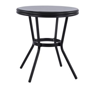 ΤΡΑΠΕΖΙ ΑΛΟΥΜΙΝΙΟΥ MOSES Φ70 BAMBOO LOOK HM5532.02 ΜΑΥΡΟ ΜΕ ΓΥΑΛΙ Φ70X76 εκ |  Τραπέζια κήπου στο espiti