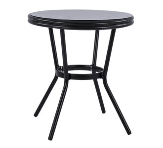 ΤΡΑΠΕΖΙ ΑΛΟΥΜΙΝΙΟΥ MOSES Φ70 BAMBOO LOOK HM5532.02 ΜΑΥΡΟ ΜΕ ΓΥΑΛΙ Φ70X76 εκ |  Τραπέζια κήπου στο espiti