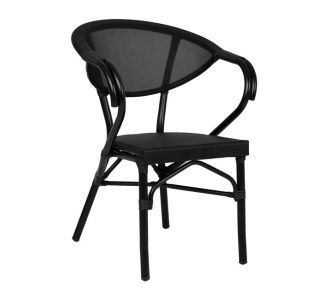 ΠΟΛΥΘΡΟΝΑ ΑΛΟΥΜΙΝΙΟΥ CLAY BAMBOO LOOK ΜΑΥΡΗ ΜΕ TEXTLINE HM5025.02 59x60x82 cm |  Πολυθρόνες κήπου στο espiti