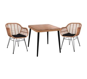 ΣΕΤ 3ΤΜΧ ALLEGRA WICKER ΜΕ ΤΡΑΠΕΖΙ 80X80Χ78Υ ΜΠΕΖ & ΜΑΥΡΟ ΧΡΩΜΑ HM10483 |  Σετ τραπεζαρία κήπου στο espiti