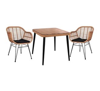 ΣΕΤ 3ΤΜΧ ALLEGRA WICKER ΜΕ ΤΡΑΠΕΖΙ 80X80Χ78Υ ΜΠΕΖ & ΜΑΥΡΟ ΧΡΩΜΑ HM10483 |  Σετ τραπεζαρία κήπου στο espiti