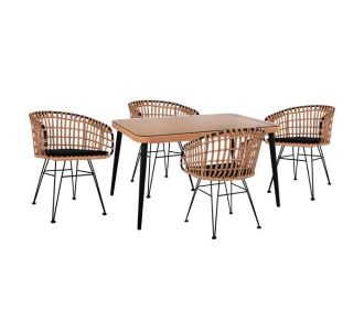 ΣΕΤ 5ΤΜΧ ALLEGRA WICKER ΜΕ ΤΡΑΠΕΖΙ 140X80Χ78Υ ΜΠΕΖ & ΜΑΥΡΟ ΧΡΩΜΑ HM10488 |  Σετ τραπεζαρία κήπου στο espiti