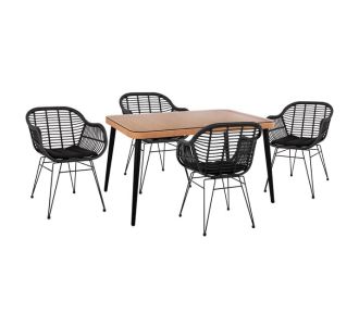 ΣΕΤ 5ΤΜΧ ALLEGRA WICKER ΜΕ ΤΡΑΠΕΖΙ 140X80Χ78Υ ΜΠΕΖ & ΜΑΥΡΟ ΧΡΩΜΑ HM10508 |  Σετ τραπεζαρία κήπου στο espiti