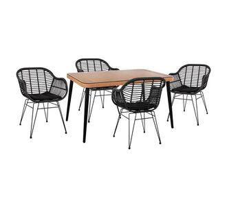ΣΕΤ 5ΤΜΧ ALLEGRA WICKER ΜΕ ΤΡΑΠΕΖΙ 140X80Χ78Υ ΜΠΕΖ & ΜΑΥΡΟ ΧΡΩΜΑ HM10508 |  Σετ τραπεζαρία κήπου στο espiti