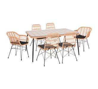 ΣΕΤ ΤΡΑΠΕΖΑΡΙΑΣ 7ΤΜΧ ALLEGRA HM10495 WICKER ΜΠΕΖ-ΜΕΤΑΛΛΟ ΜΑΥΡΟ |  Σετ τραπεζαρία κήπου στο espiti