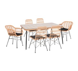 ΣΕΤ ΤΡΑΠΕΖΑΡΙΑΣ 7ΤΜΧ ALLEGRA HM10495 WICKER ΜΠΕΖ-ΜΕΤΑΛΛΟ ΜΑΥΡΟ |  Σετ τραπεζαρία κήπου στο espiti