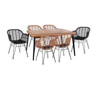 ΣΕΤ 7ΤΜΧ ALLEGRA WICKER ΜΕ ΤΡΑΠΕΖΙ 160X90X78Υ ΜΠΕΖ & ΜΑΥΡΟ ΧΡΩΜΑ HM10513 |  Σετ τραπεζαρία κήπου στο espiti