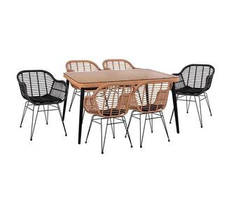 ΣΕΤ 7ΤΜΧ ALLEGRA WICKER ΜΕ ΤΡΑΠΕΖΙ 160X90X78Υ ΜΠΕΖ & ΜΑΥΡΟ ΧΡΩΜΑ HM10513 |  Σετ τραπεζαρία κήπου στο espiti