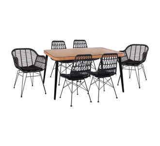 ΣΕΤ 7ΤΜΧ ALLEGRA WICKER ΜΕ ΤΡΑΠΕΖΙ 160X90X78Υ ΜΠΕΖ & ΜΑΥΡΟ ΧΡΩΜΑ HM10516 |  Σετ τραπεζαρία κήπου στο espiti