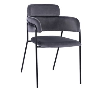ΠΟΛΥΘΡΟΝΑΚΙ KELSO HM8521.01 ΒΕΛΟΥΔΟ ΣΚΟΥΡΟ ΓΚΡΙ & ΜΑΥΡΟ ΜΕΤΑΛΛΙΚΟ ΣΚΕΛΕΤΟ 52,5x52x80 cm |  Καρέκλες στο espiti