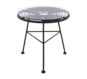 ΤΡΑΠΕΖΙ ΜΕΤΑΛΛΙΚΟ ALLEGRA ΜΕ WICKER ΣΕ ΜΑΥΡΗ ΑΠΟΧΡΩΣΗ ΚΑΙ ΓΥΑΛΙ HM5459.02  Φ45x46εκ |  Τραπέζια κήπου στο espiti