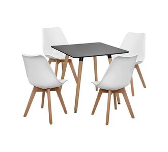 ΣΕΤ 5ΤΜΧ ΤΡΑΠΕΖΙ MINIMAL ΜΑΥΡΟ & VEGAS ΛΕΥΚΕΣ HM10601 80x80x74 cm. |  Σετ τραπεζαρίες στο espiti