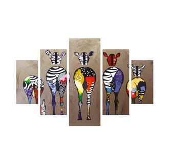 ΠΙΝΑΚΑΣ ΠΕΝΤΑΠΤΥΧΟ MDF COLORFUL ZEBRAS 82Χ56x3 HM7207.03 |  Πίνακες στο espiti