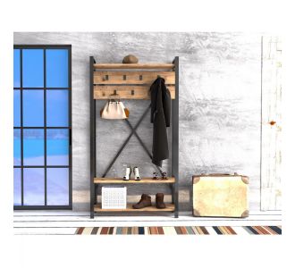 ΕΠΙΠΛΟ ΕΙΣΟΔΟΥ HM8943.01 NATURAL WOOD & ΜΑΥΡΟ  90x34x180 εκ. |  Βιτρίνες - Έπιπλα εισόδου στο espiti