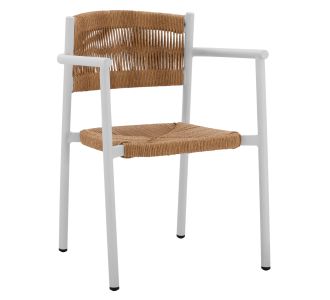 ΠΟΛΥΘΡΟΝΑ ΑΛΟΥΜΙΝΙΟΥ ΛΕΥΚΗ ΜΕ ΣΧΟΙΝΙ PE ΜΠΕΖ  HM5786.01 55,5x50x77,5 εκ. |  Πολυθρόνες κήπου στο espiti