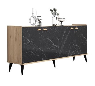 ΜΠΟΥΦΕΣ ΜΕΛΑΜΙΝΗΣ HM9045.01 NATURAL WOOD - ΜΑΥΡΟ ΜΑΡΜΑΡΟ 180x41x77,8Y εκ. |  Μπουφέδες στο espiti