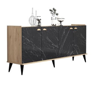 ΜΠΟΥΦΕΣ ΜΕΛΑΜΙΝΗΣ HM9045.01 NATURAL WOOD - ΜΑΥΡΟ ΜΑΡΜΑΡΟ 180x41x77,8Y εκ. |  Μπουφέδες στο espiti