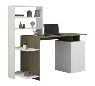ΓΡΑΦΕΙΟ ΜΕ ΒΙΒΛΙΟΘΗΚΗ ROCHELL ΜΕΛΑΜΙΝΗ OLIVE GREY ΛΕΥΚΟ 146,3x55x128,8Υεκ.HM8886.11 |  Γραφεία στο espiti