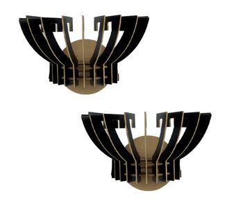 ΣΕΤ ΑΠΛΙΚΕΣ ΤΟΙΧΟΥ 2ΤΜΧ ΞΥΛΙΝΕΣ ΑΠΟ MDF ΜΑΥΡΟ HM7382.03 32x22x19Υ εκ. |  Απλίκες στο espiti