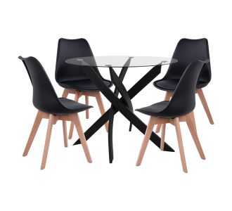 ΣΕΤ ΤΡΑΠΕΖΑΡΙΑΣ 5ΤΜΧ ΤΡΑΠΕΖΙ Φ90X74 & 4 ΚΑΡΕΚΛΕΣ VEGAS ΜΑΥΡΕΣ HM11692.02 |  Σετ τραπεζαρίες στο espiti