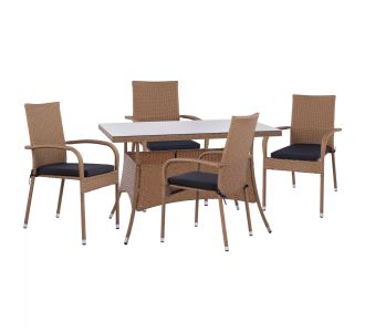 ΣΕΤ ΤΡΑΠΕΖΑΡΙΑΣ 5ΤΜΧ ΤΡΑΠ. 120Χ70 & ΠΟΛΥΘΡΟΝΕΣ WICKER RATTAN ΜΠΕΖ ΚΑΦΕ HM11711.32 |  Σετ τραπεζαρία κήπου στο espiti