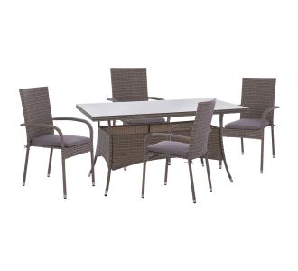 ΣΕΤ ΤΡΑΠΕΖΑΡΙΑΣ 5ΤΜΧ ΤΡΑΠ. 150Χ90 & ΠΟΛΥΘΡΟΝΕΣ WICKER RATTAN ΓΚΡΙ HM11713.01 |  Σετ τραπεζαρία κήπου στο espiti