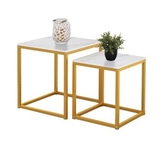 ΖΙΓΚΟΝ GRELAY 2 ΤΕΜ MDF ΟΨΗ ΜΑΡΜΑΡΟΥ & ΜΕΤΑΛΛΟ HM8762.11 45Χ45Χ50εκ. & 37Χ37Χ43 εκ. |  Τραπέζια στο espiti
