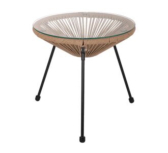ΤΡΑΠΕΖΙ ΒΟΗΘΗΤΙΚΟ ALLEGRA ΜΑΥΡΟ ΜΕΤΑΛΛΟ  ME TWISTED WICKER ΦΥΣΙΚΟ HM5873.01 Φ47Χ45Υεκ. |  Τραπέζια κήπου στο espiti
