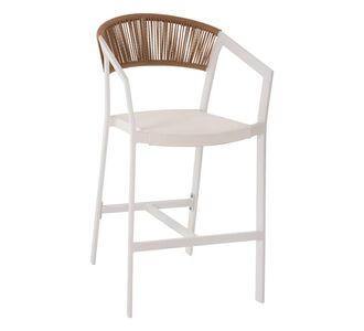 ΣΚΑΜΠΟ ΑΛΟΥΜΙΝΙΟΥ HM5892.12 ΜΕΣΑΙΟΥ ΥΨΟΥΣ RATTAN & TEXTLINE ΛΕΥΚΟ ΜΠΕΖ 55x56,5x99Y |  Σκαμπώ κήπου στο espiti