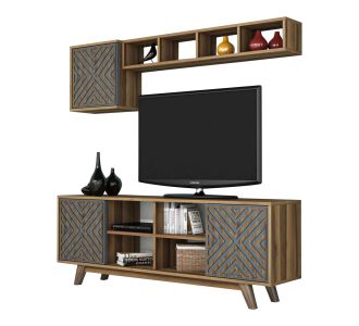 ΣΥΝΘΕΣΗ ΤΗΛΕΟΡΑΣΗΣ HM9516.02 ΜΕΛΑΜΙΝΗΣ ΣΕ ΚΑΡΥΔΙ ΜΕ ΜΠΛΕ 160x35x56.2Y εκ. |  Έπιπλα τηλεόρασης στο espiti